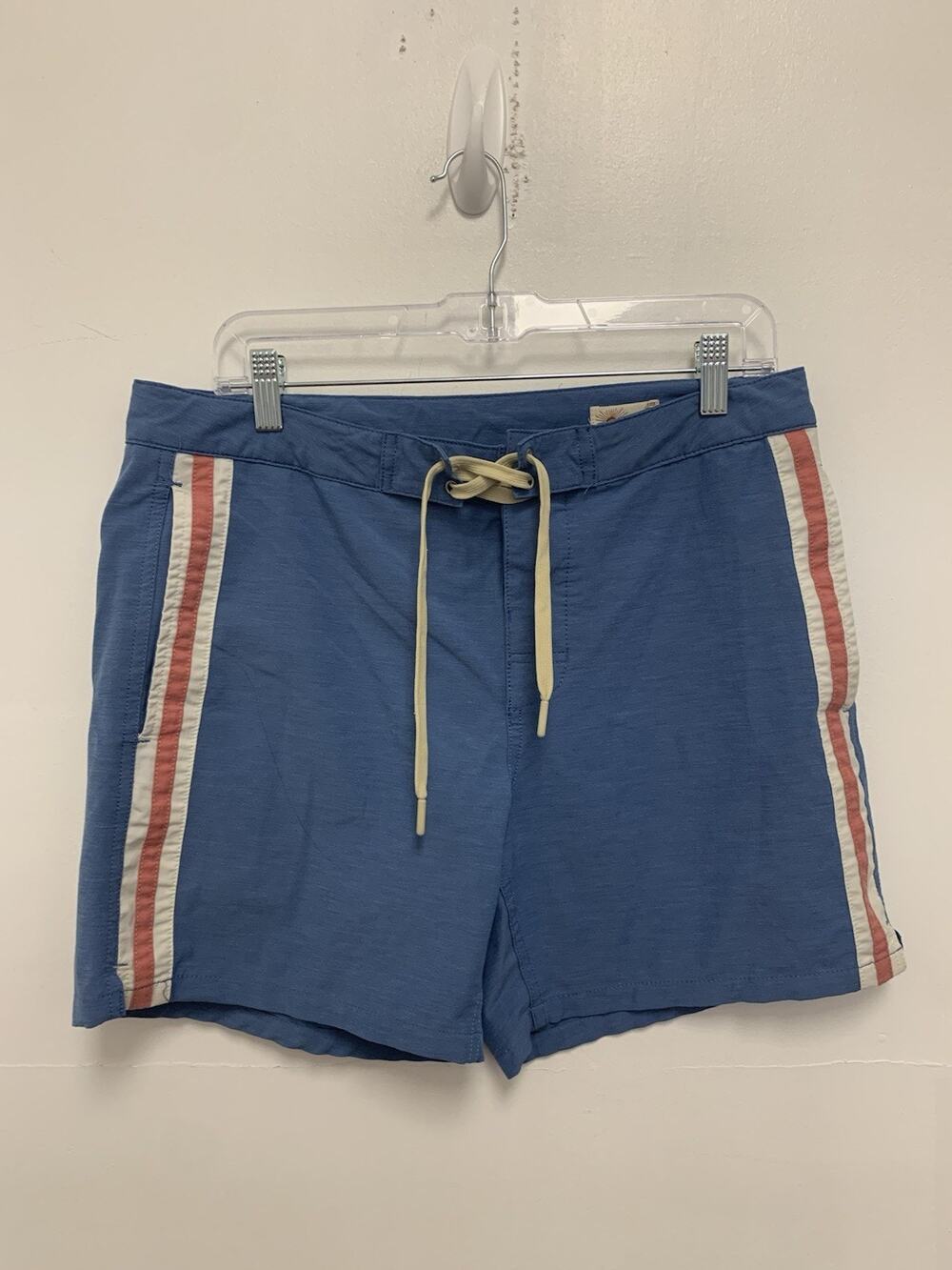 Faherty Retro Stripe Board Shorts Men 31 Blue Red Swim Trunks Surf Beach
